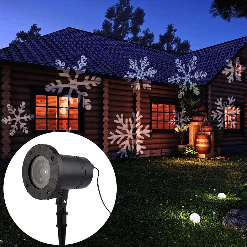 Christmas Projector Light Moving Flurry Snowflake Spotlight LED for Outdoor Indoor Garden Landscape Yard Wall Bedroom Decoration (Colorful)