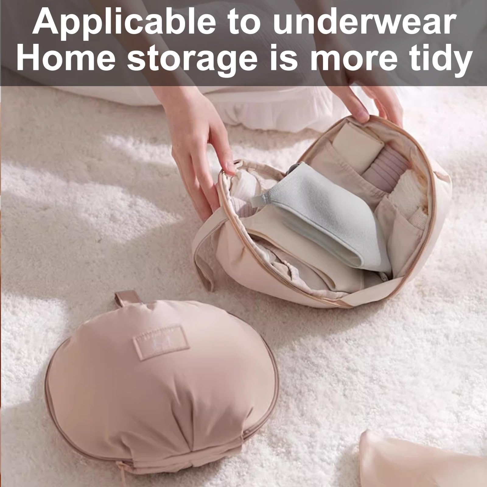 2 Copriabiti per Biancheria Intima, Custodie per Abiti Sferici per Bra, in Tessuto Oxford, Portatili, per Piccoli Indumenti(White,24x15x21cm/9x6x8in)