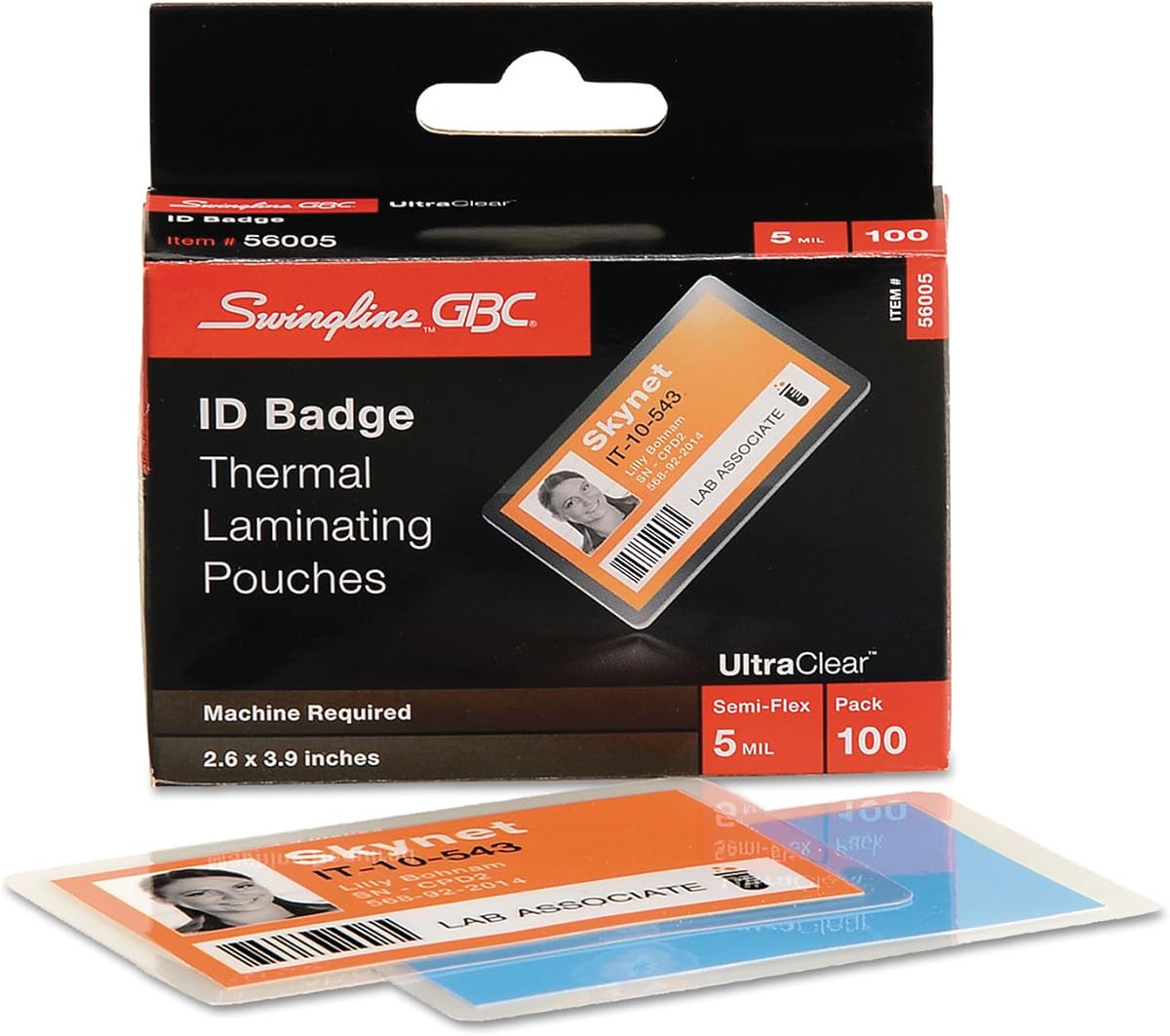 GBC UltraClear Bolsas de laminación térmica 5 Mil Tamaño de tarjeta de identificación gubernamental (mediana) Tamaño 2 5/8 x 3 7/8 - Paquete de 100