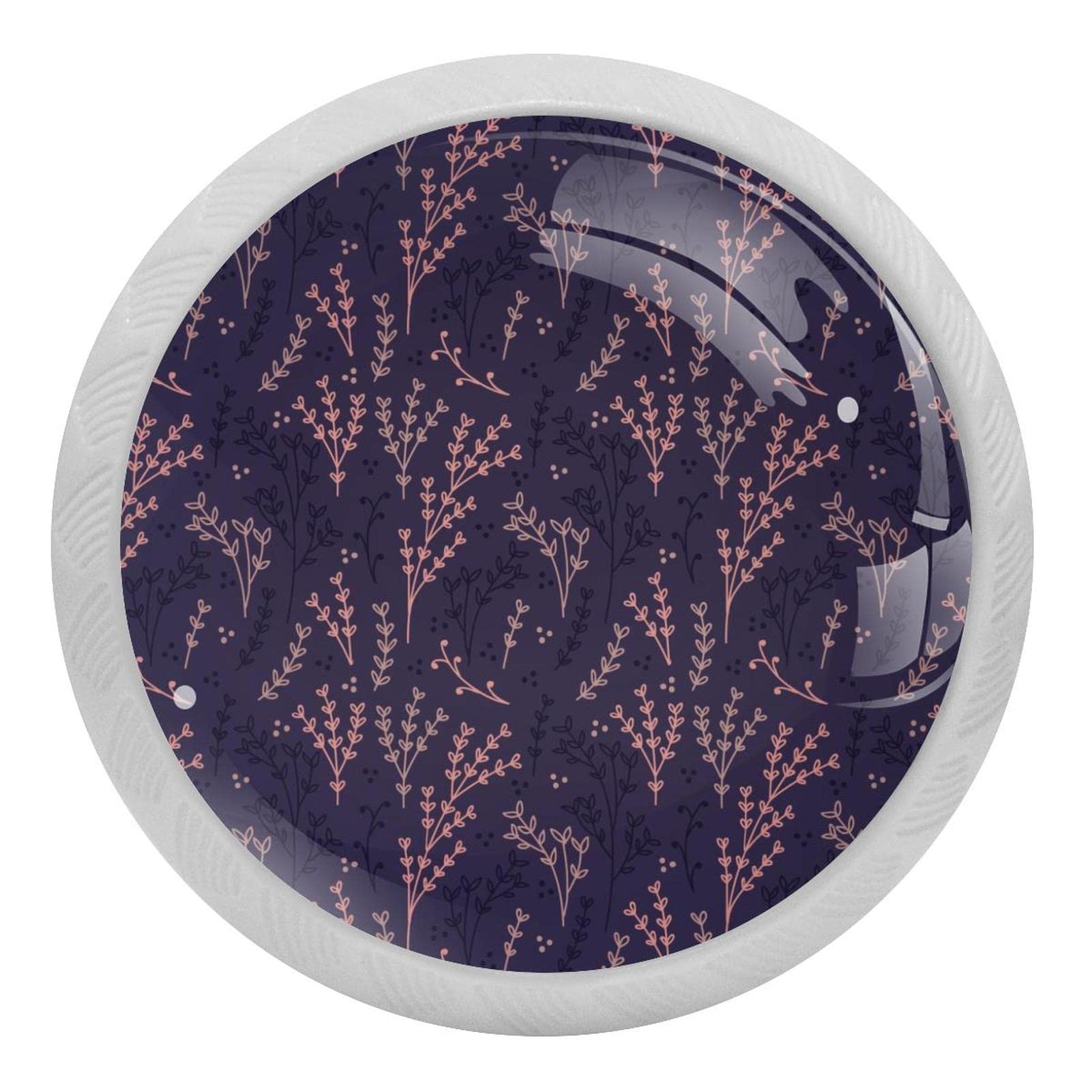 Poignées de tiroir de commode rondes fluorescentes en verre avec vis | Lot de 4
