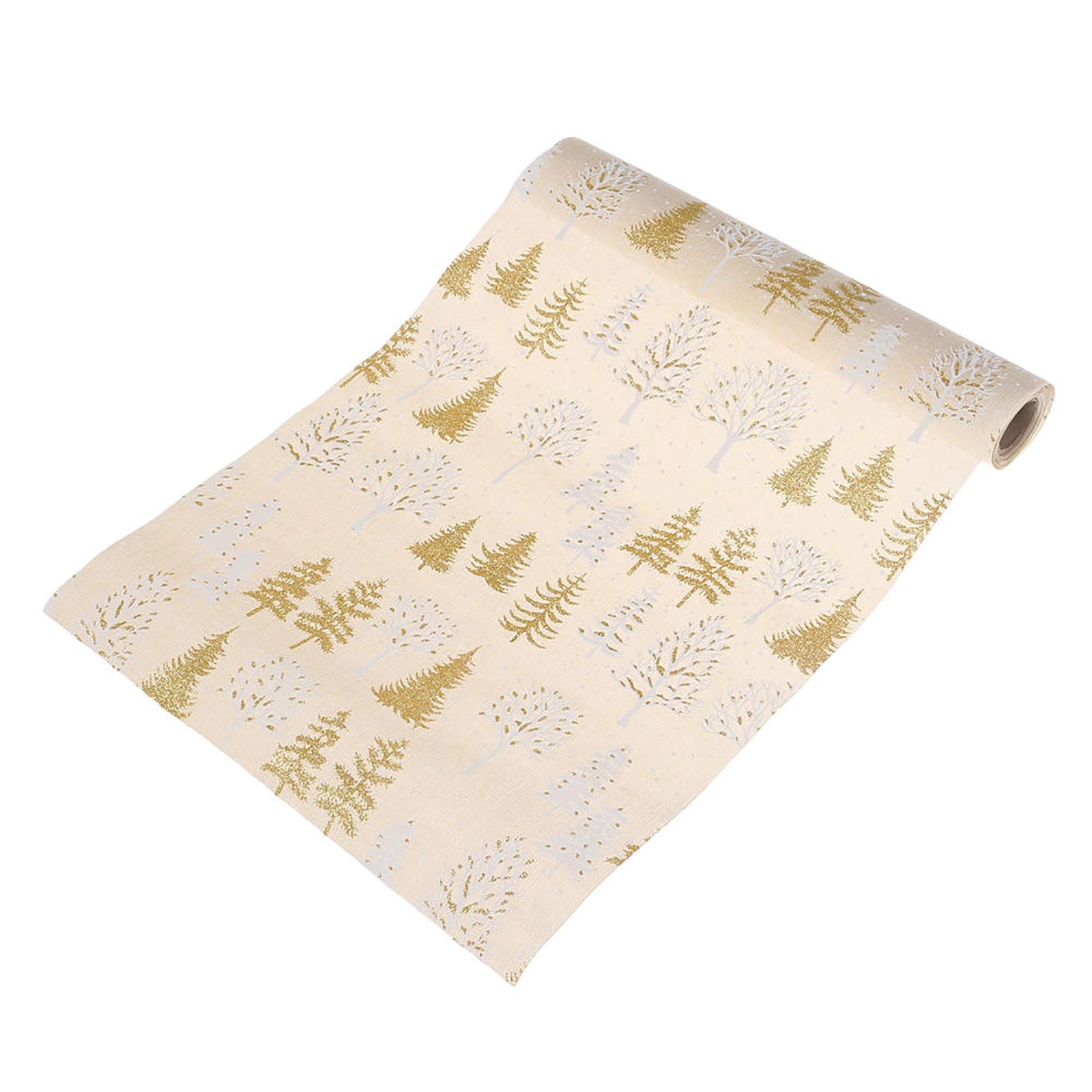 maxgoodsChristmas Polyester Printed Table Runner, 14x108, Seats 8-10 People, Christmas Tree Home Table Decor for Winter, Family Dinners, Gatherings, Holiday Parties and Everyday Use, Gold
