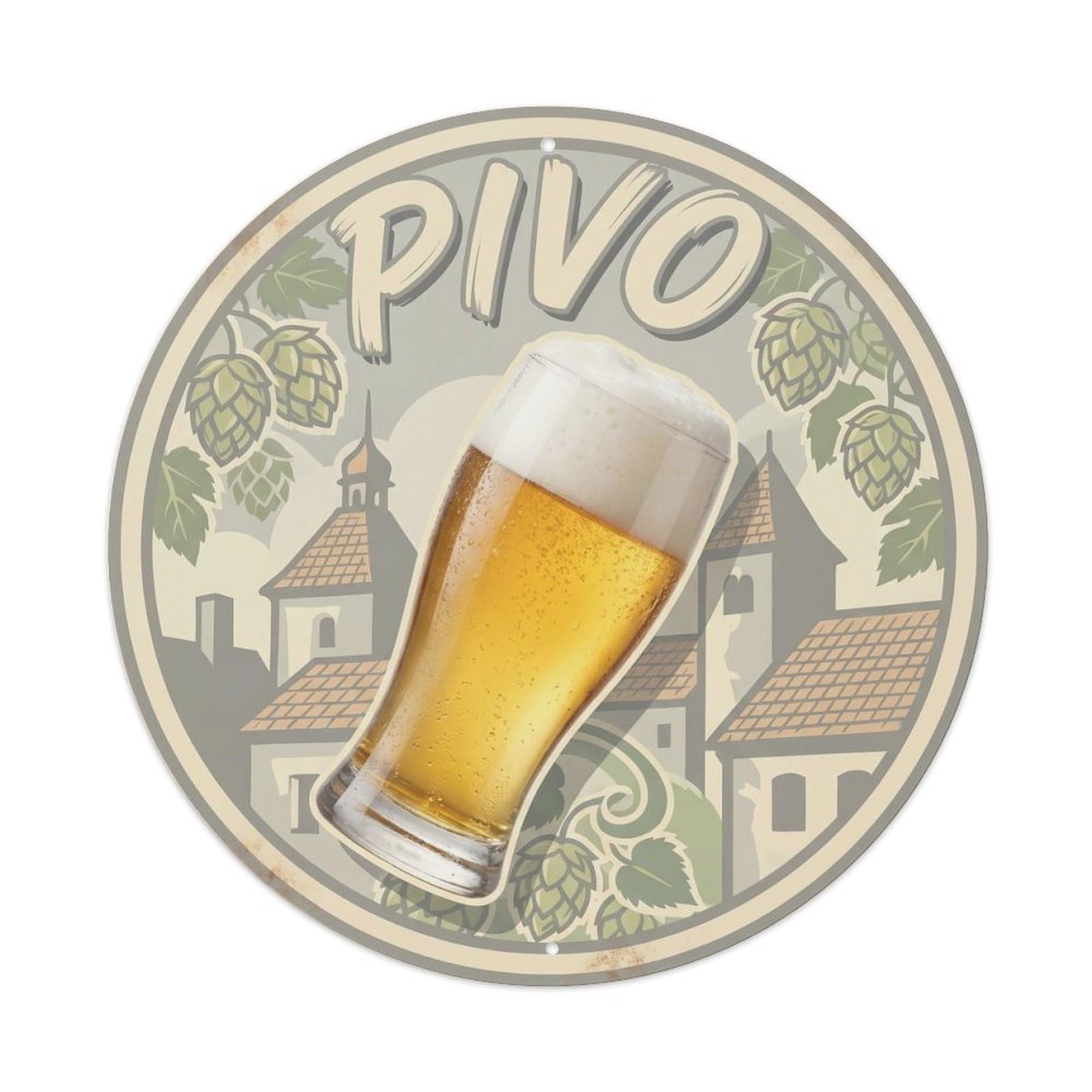 Czech Travel Craft Beer Pub Ale Brew House 1950s Diner Metal Tin Sign