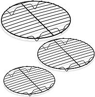 P&P CHEF 3-Pack Round Cooling Racks for Baking Air Fryer Oven - Stainless Steel Nonstick Black 7.5 9 10.5 Inch