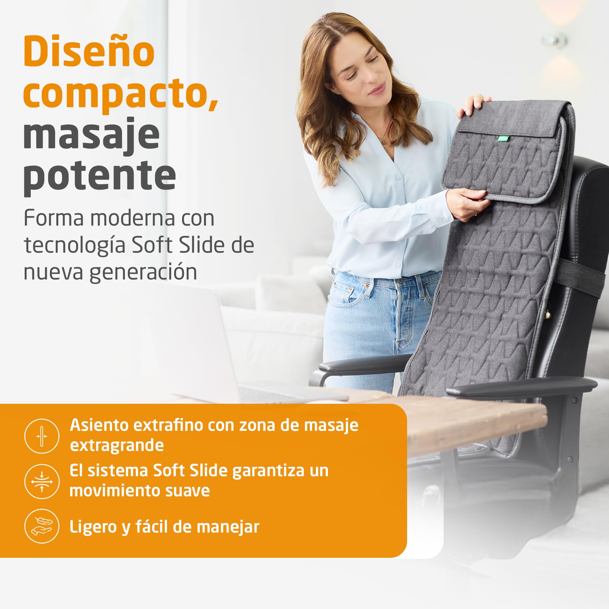 medisana MC 700 funda de masaje Shiatsu, masajeador cervical y para espalda y cuello, esterilla de masaje extrafina y ligera con gran superficie y calor, se puede utilizar tumbado o sentado