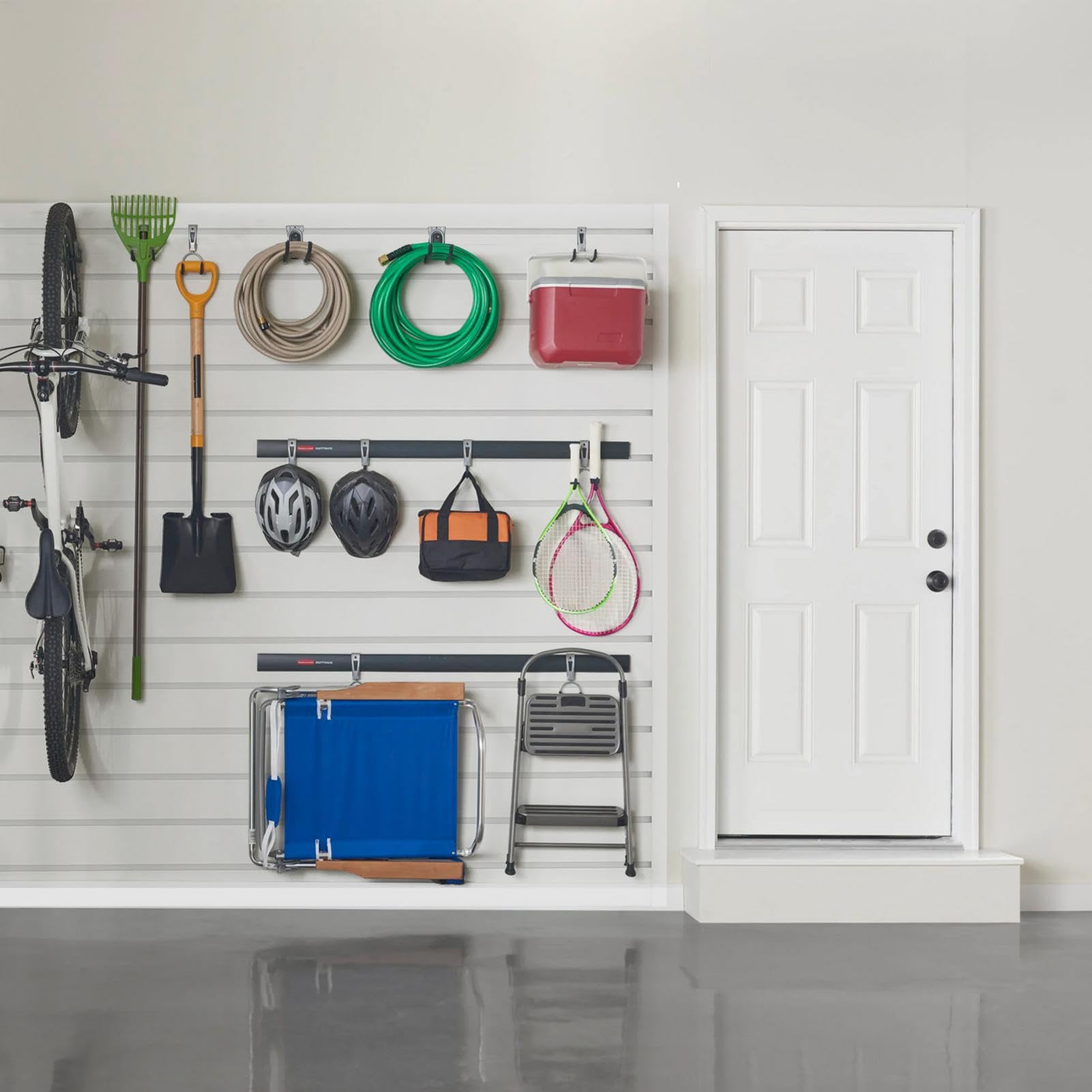 4Pack 4Ft X 1Ft Slat Wall Panel Garage Wall Organizer Heavy Duty Mounted,PVC Slat Panels Garage and Home Organizer Storage System,Garage Slatwalls for Tool Organization Peg Board(White)