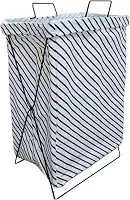 AMOEJA Cesto de Roupa Suja com Suporte em Aço Inox – Dobrável, Lona Durável – 4 Opções de Estampa (Listrado)