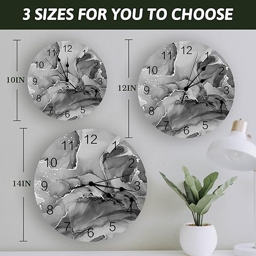 Miniatura 7 de Reloj de pared silencioso sin tictac decorativo para cocina, dormitorio, baño, oficina, sala de estar, lavandería, hogar, funciona con pilas, reloj