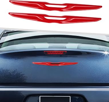 Jimen Fit for Chrysler 300/300C 2015-2023, 2PCS Front Grille Emblem Cover Trim & Rear Trunk Badge Cover Red