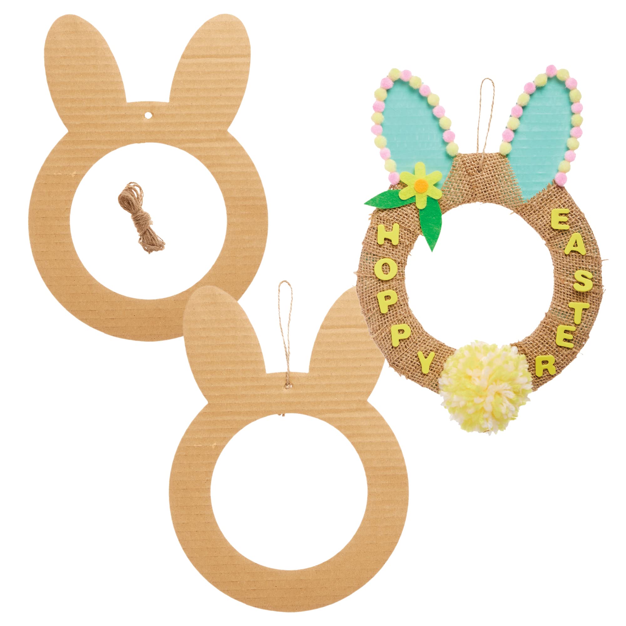 Baker Ross FX495 Easter Bunny Craft Wreaths - Pack of 10, Kids Make Your Own Easter Decorations