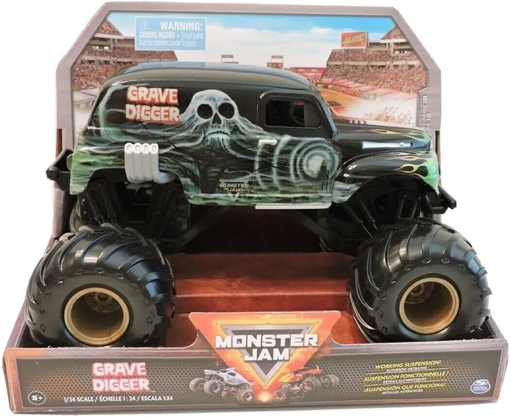 Monster Jam, Official Grandma Grave Digger New 2023 Monster Truck, Collector Die-Cast Vehicle, 1:24 Scale, Kids Toys for Boys Ages 3 and up