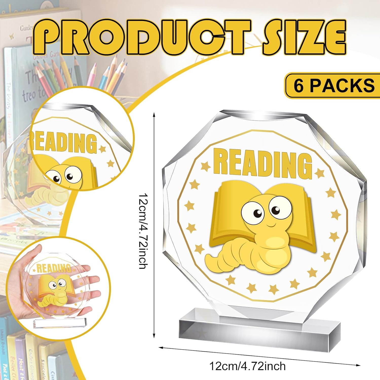 CroBlissful 3/6 Pcs Trophy Award 4.72 x 4.72 Inches Acrylic Trophy Plaques Awards for Kids Adult Team Participation Gift Prizes