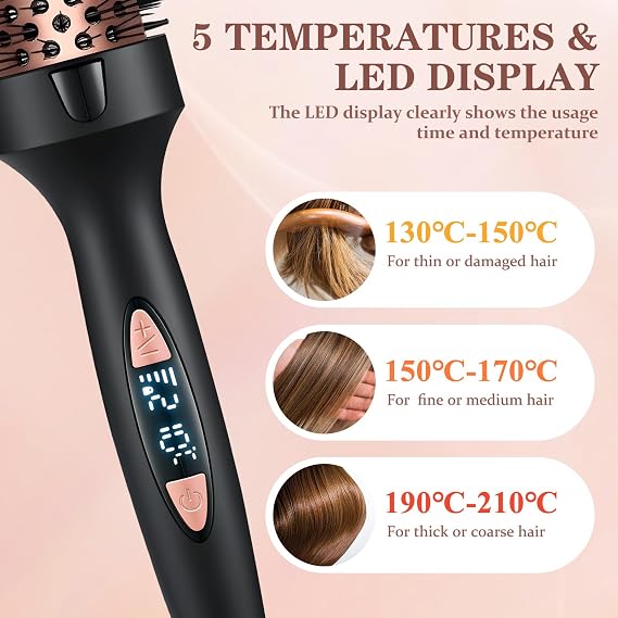 Thermal Brush 38 mm, Ionic Thermal Brush Round Brush for Volume, Curls