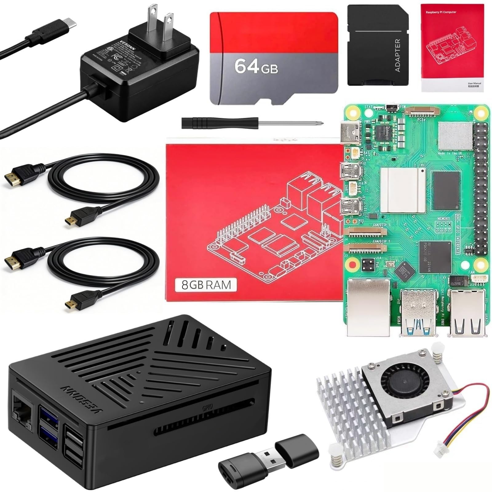 Amazon.co.jp: Vesonn for Raspberry Pi 5 8GB Kit 64GB Edition