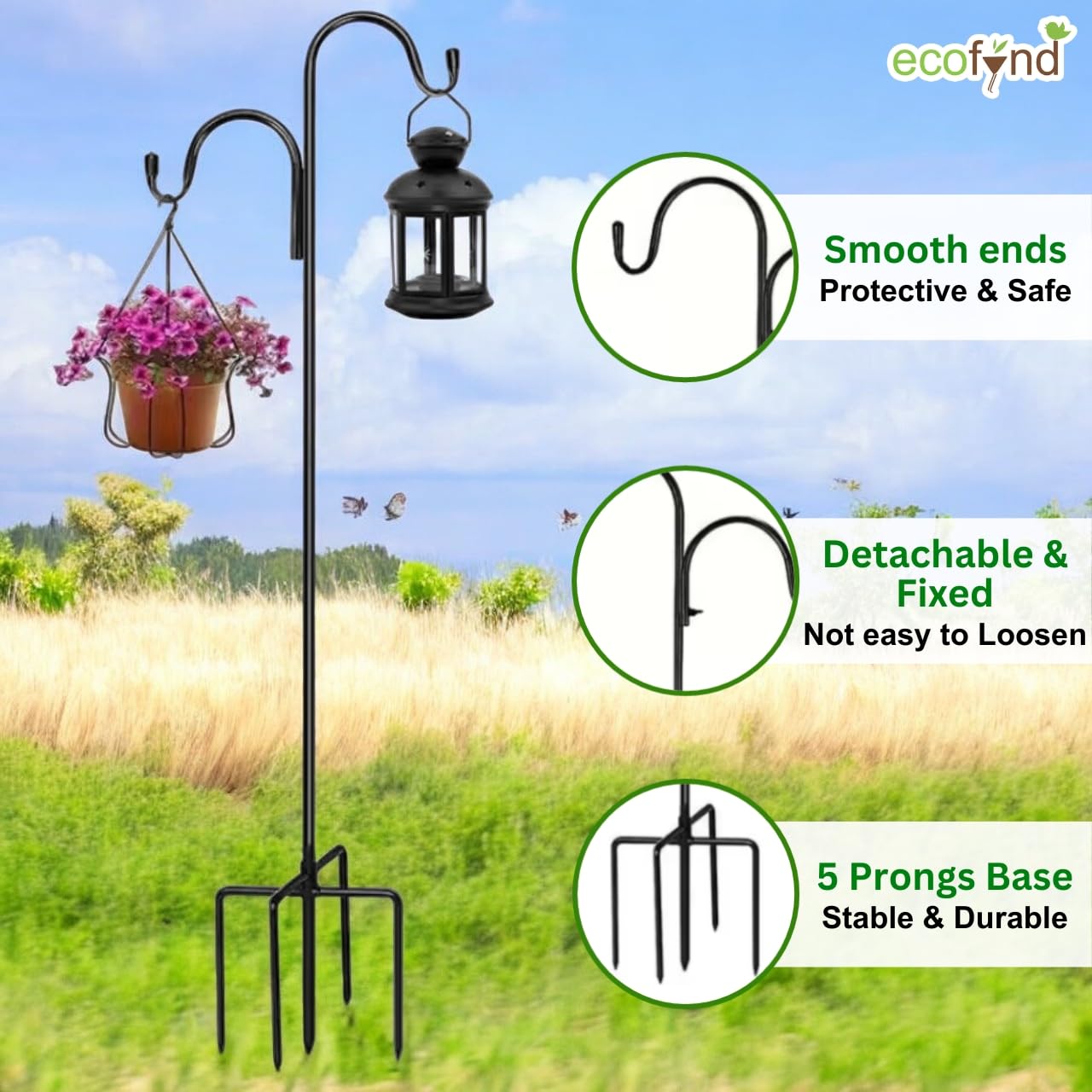 ecofynd Shepherds Hooks - 2 Pack, Rust Resistant -2 ecofynd Shepherds Hooks - 2 Pack, Rust Resistant -2