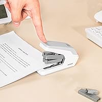Vista 6 de Deli Engrapadora de escritorio sin esfuerzo, engrapadora estándar, capacidad para 25 hojas, un dedo, sin esfuerzo, incluye grapas y removedor
