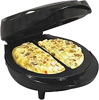 EUROSTAR 1000W Nonstick Omelette Maker - Cooks 2 Perfect Omelettes Fast, No Flip Needed, Black