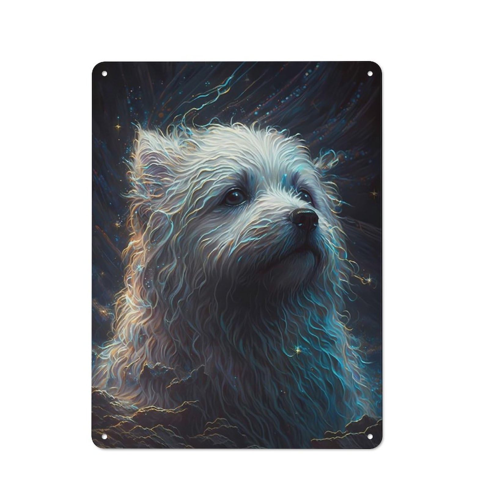 Junmoney Bichon Frise Dog-2 Bichon Frise Dog Retro Metal Sign 40X30cm For Garage Wall, For Home Interiors And Metal Sign Collectors