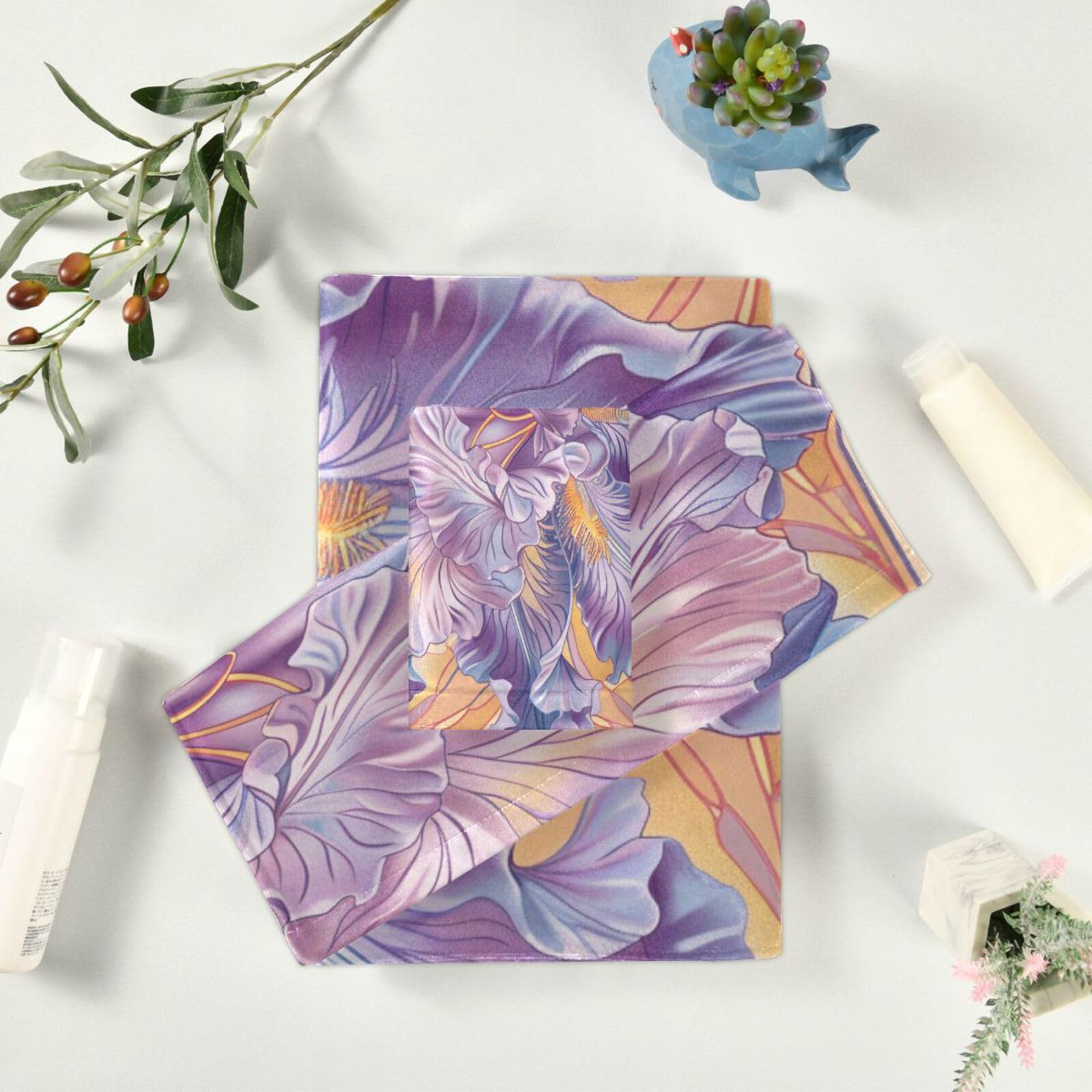 Set di 3 asciugamani morbidi in stile bohémien con fiori e fiori, 1 asciugamano da bagno, 1 asciugamano per mani, 1 panno per la casa, cucina e famiglia