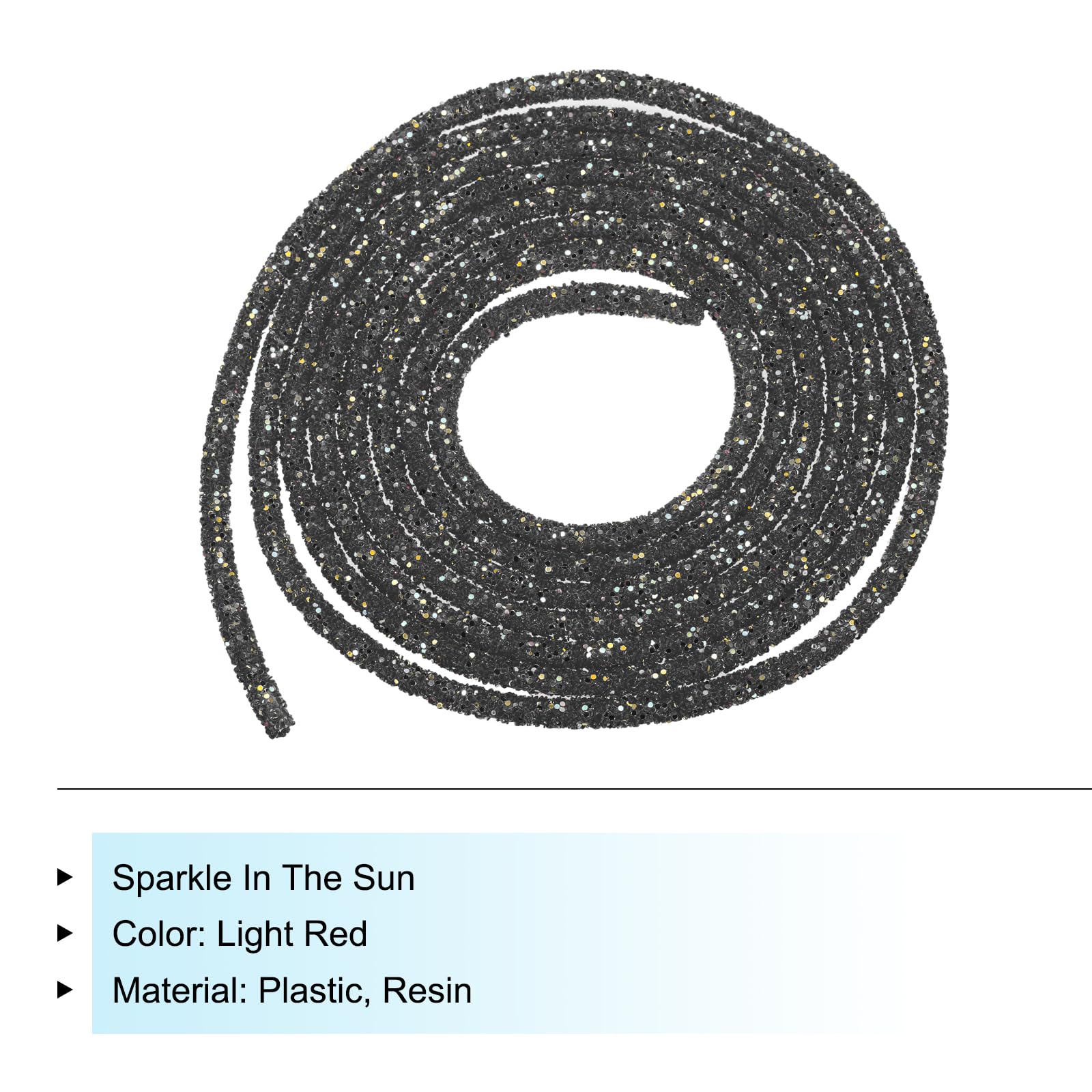 sourcing map 5 Yard 6mm 0.24 inch Glitter Sequins Rope Sequins Rhinestone Tube Cord for DIY Wedding Dresses Costume Clothing Shoes Jewelry Accessory Clear White — view 237
