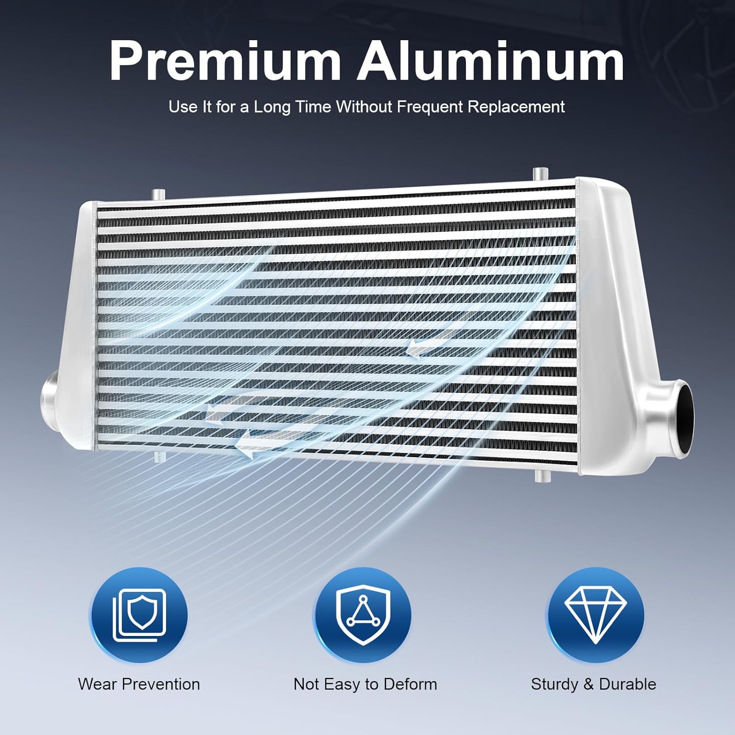 Intercooler Kit, 1000HP Aluminum Intercooler 3" Inlet & Outlet, 3.5" Core 5-50PSI - Universal Intercooler for Any Turbo Charger System 32°F~302°F, 31"X12"X4"
