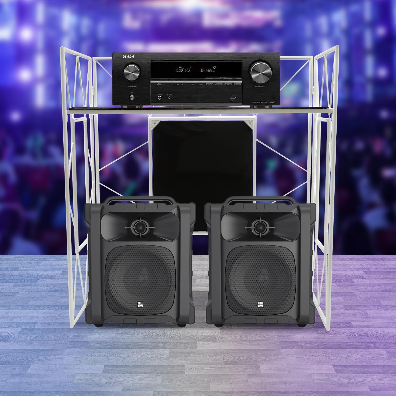DJ Display Rack,DJ Booth Table For Your Party,Portable DJ Booth,Foldable DJ Stand,Optimal Tablespace For All Your DJ Equipment DJ Stand,DVD Players, DJ Signal Processors