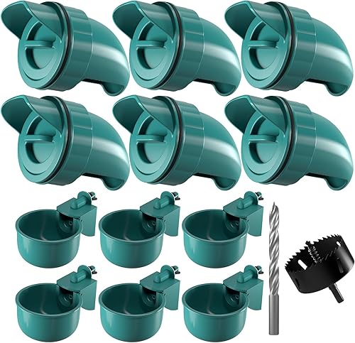 Miniatura 1 de Comedero para pollos sin desperdicios, kit de alimentador automático para aves de corral, juego de comederos y bebederos de pollos con 6 tazas de