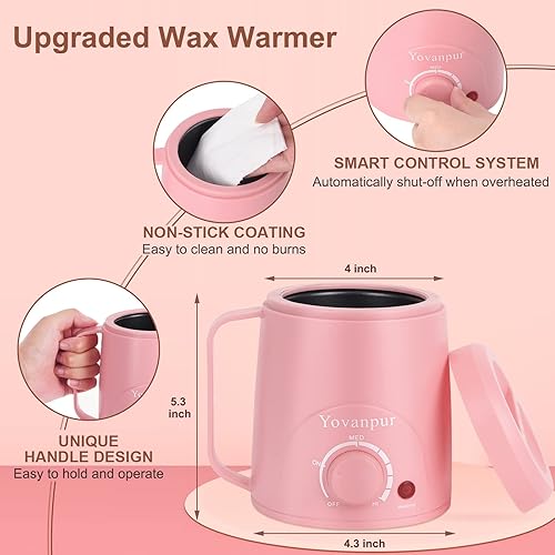 Miniatura 2 de Yovanpur - Kit de depilación para mujer  Mini kit de cera para depilación, kit de cera dura portátil con cuentas de cera dura de 14 onzas, kit de