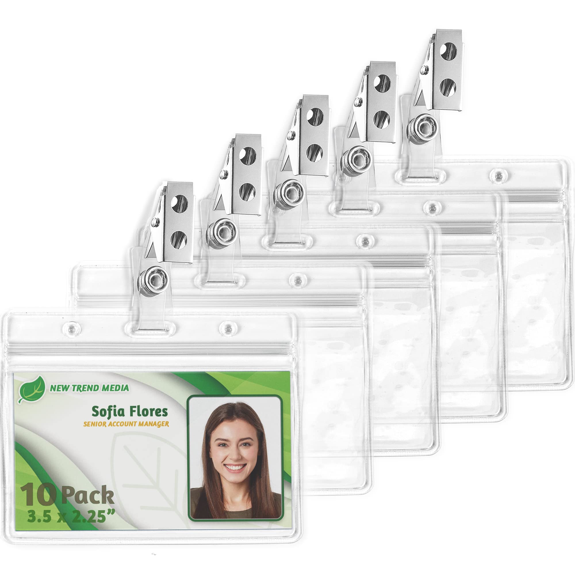 Amazon.com : EcoEarth Horizontal PVC ID Badge Holder with Metal