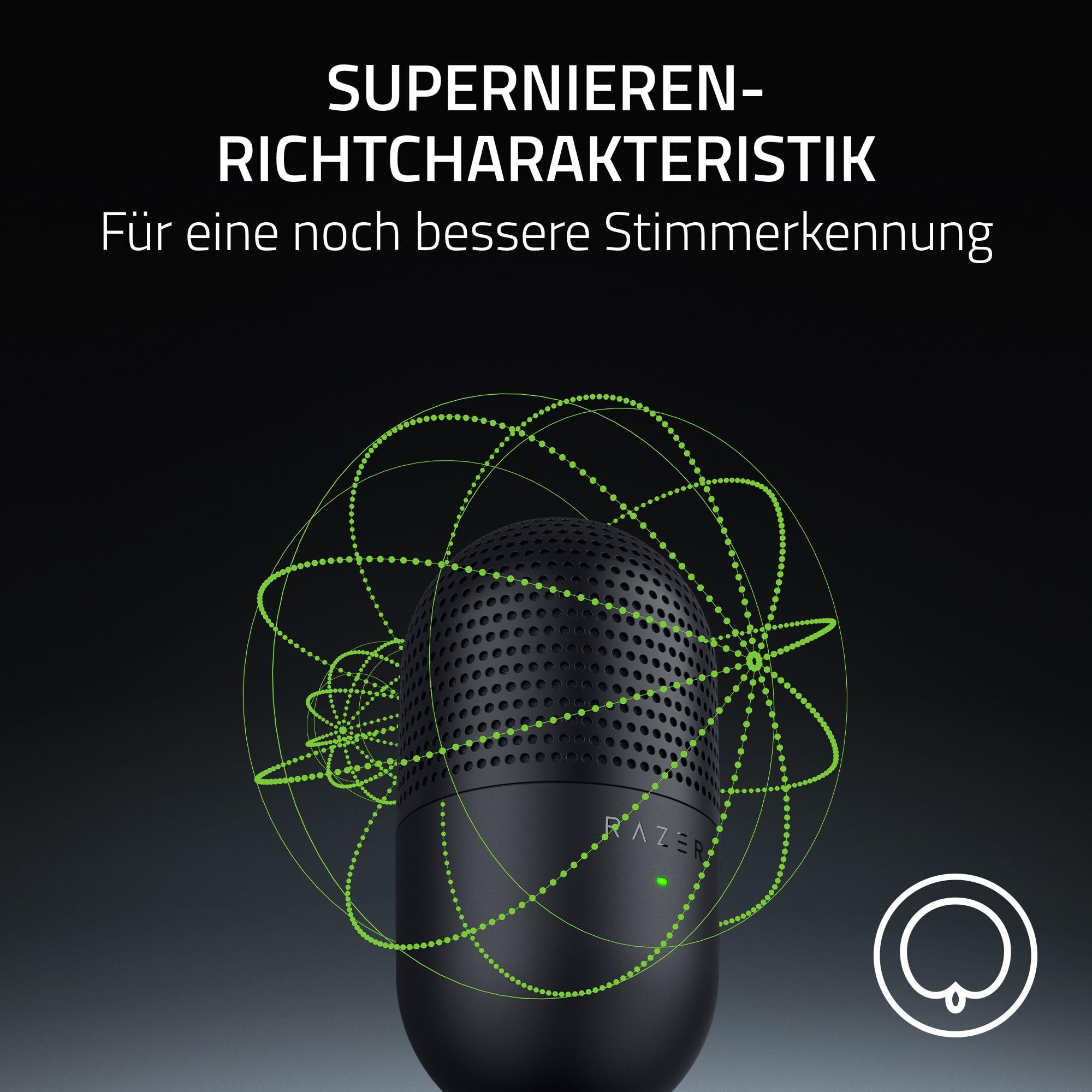 Razer Seiren V3 Mini - Ultrakompaktes USB-Mikrofon (14mm Supernieren Kondensatormikrofon, Tap-to-Mute-Sensor mit LED-Anzeige, integrierter Stoßdämpfer, Plug-and-Play Design) Schwarz