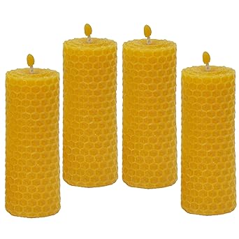 PURVI Beeswax Candle Hand Rolled Pack of 4, 35 gm X 4, BEE Happy, bee Wax Candle (Pack of 4)
