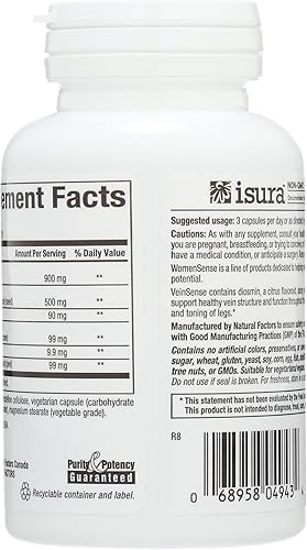 Miniatura 2 de WomenSense VeinSense by Natural Factors, Suplemento de belleza para apoyar venas saludables y piernas hermosas, vegano, sin OMG, 60 cápsulas (20