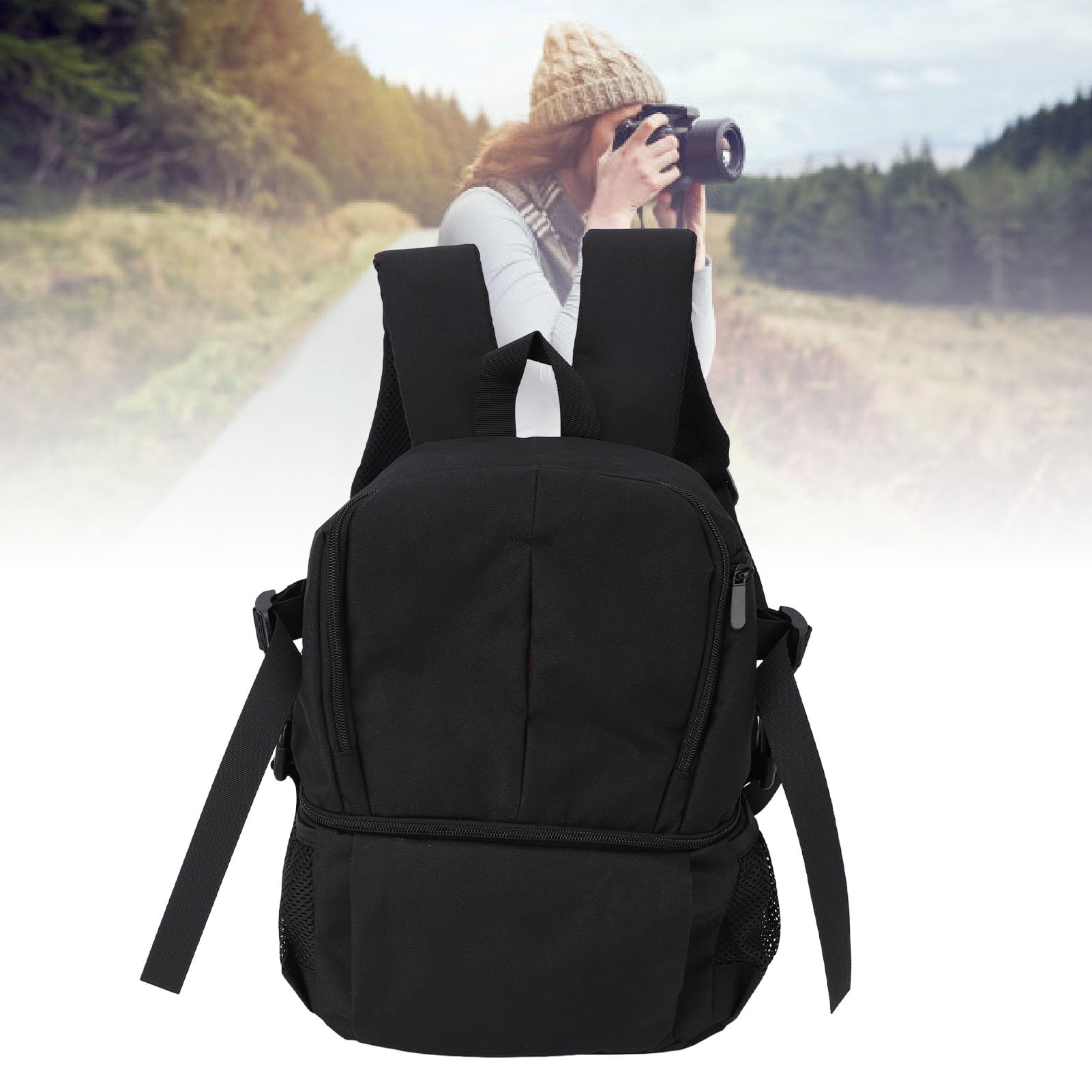 Zaino per fotocamera da viaggio Borsa a doppia spalla EVA per fotocamere reflex mirrorless fotografia (negro)