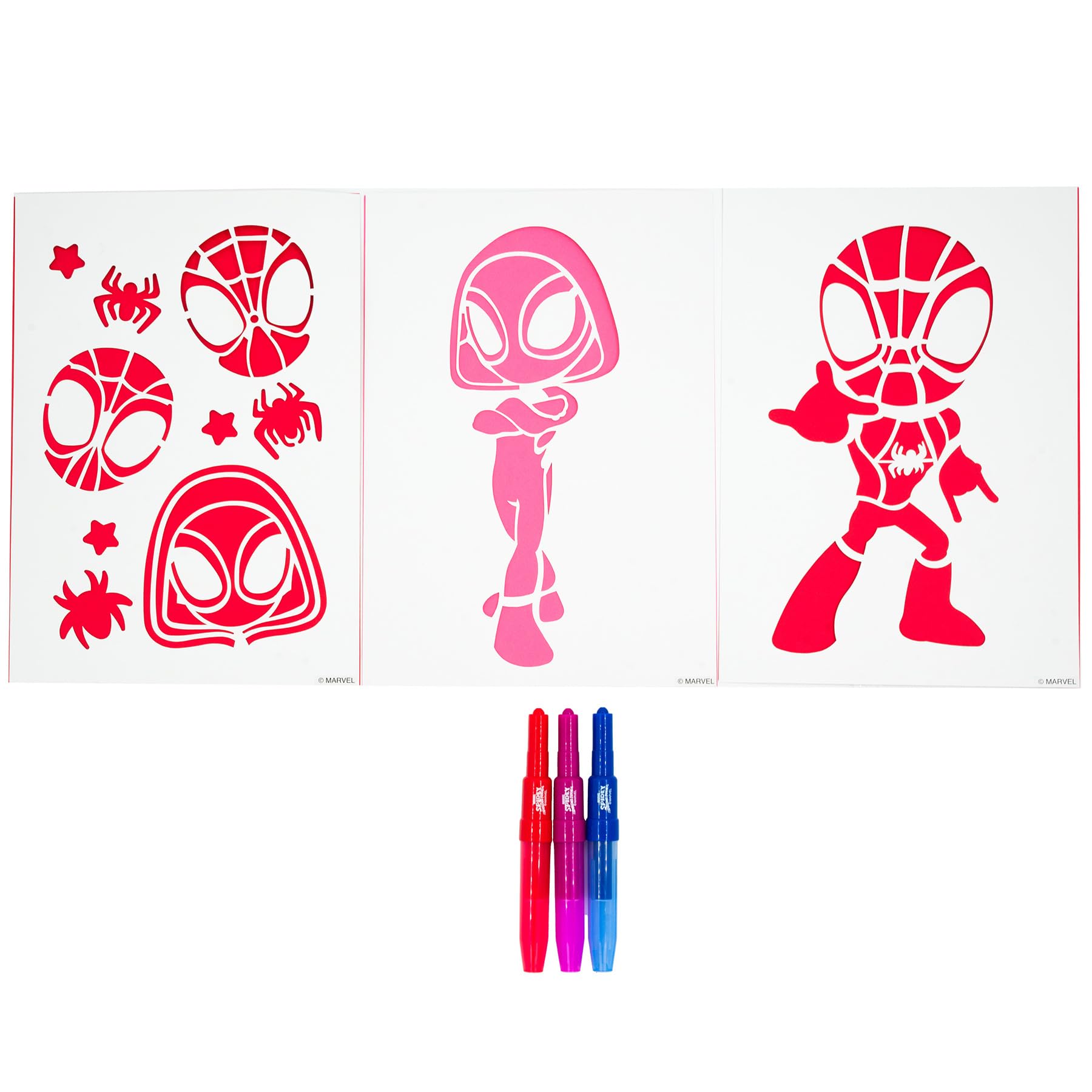 Disney - Spidey i jego Super-Przyjaciele - Zestaw markerów do spryskiwania A4 Enveloppe - Pędzelki malarskie dla dzieci - Zestaw do malowania z kredkami i szablonami (SP23363)