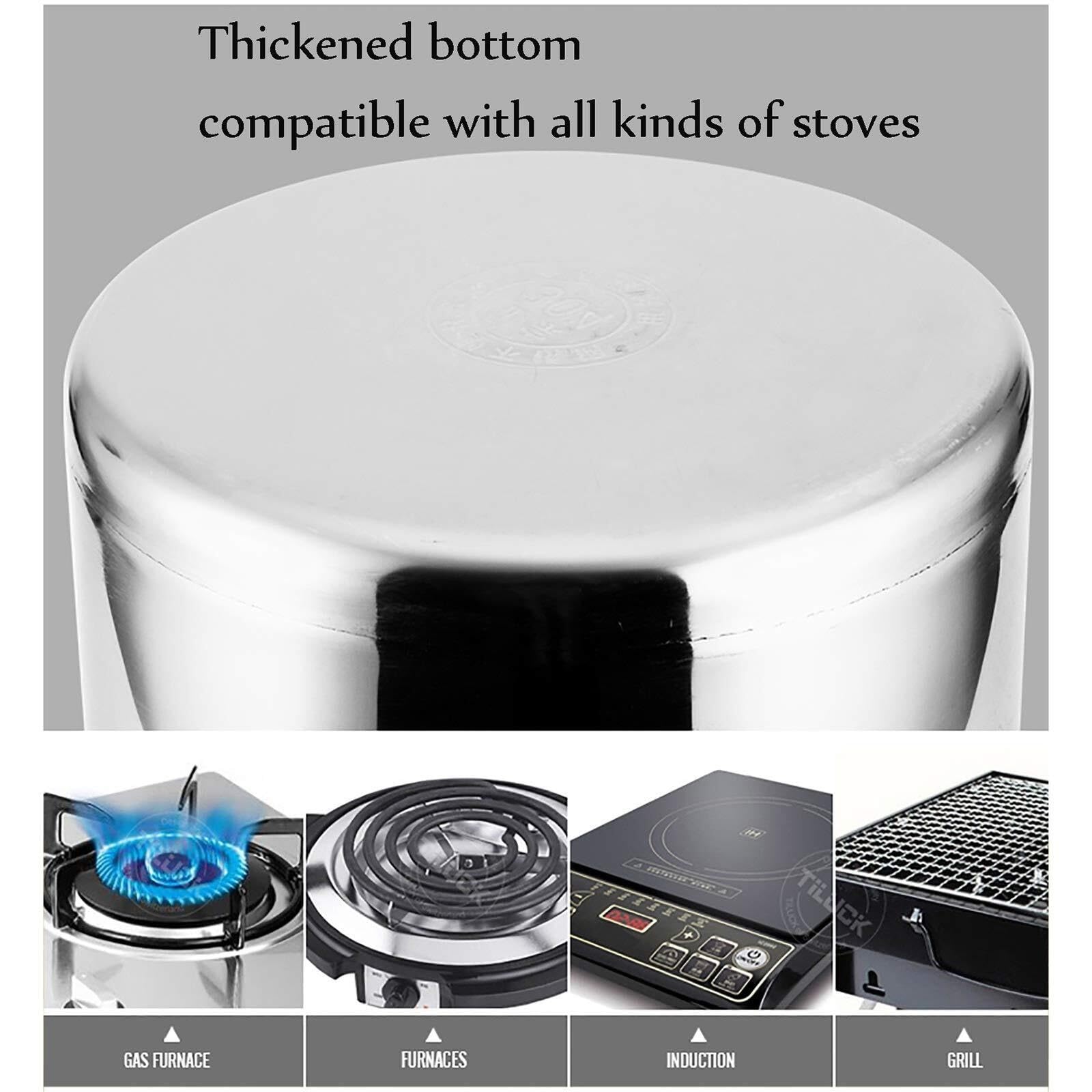Genérico Olla Grande y Profunda de Acero Inoxidable para inducción (50 x 50 cm), Resistente, Ideal para sopas, guisos y hervidos, Esencial para la Cocina Profesional, un Solo Color.