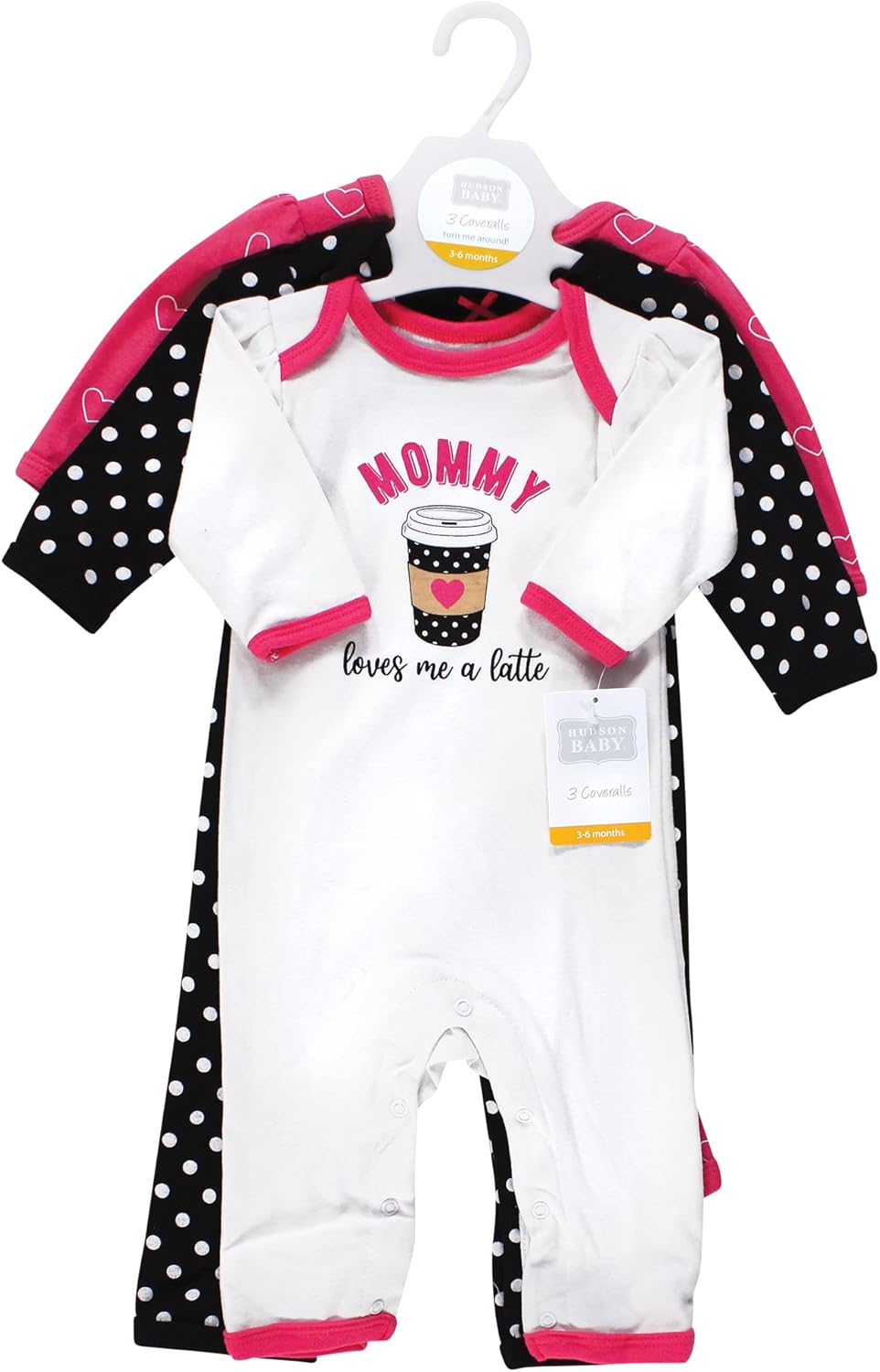 Hudson Baby Girls Unisex Cotton Coveralls, Mommys Latte, 3-6 Months, Mommys Latte, 3-6 Months US - Image 2