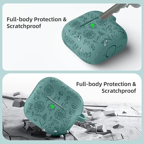 Miniatura 8 de para estuche de Airpods 4, DaQin - Estuche grabado con flores compatible con estuches de Airpods de Apple de 4ª generación para mujeres, estuches