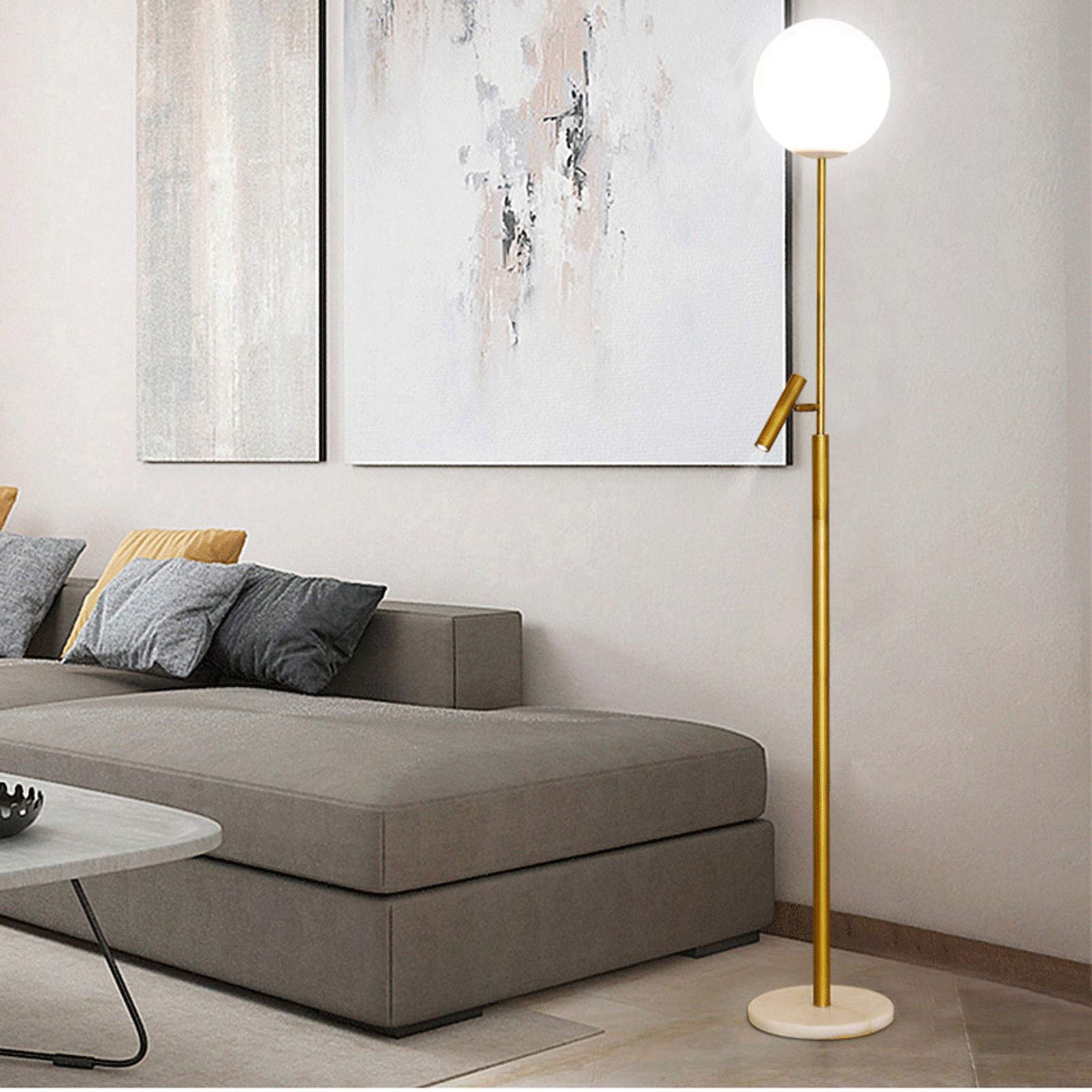 Luvkczc Lampada Da Terra Alta 183 Cm Con Luci Di Lettura Regolabili – Torchiere Moderna 3000K – 3 Lampadine LED Incluse – Per Soggiorno E Camera Da Letto - 3