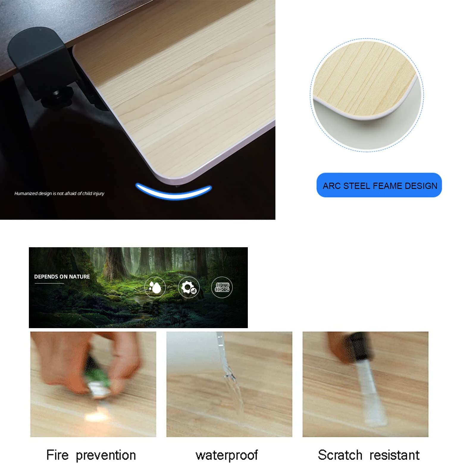 Vassoio per tastiera regolabile in legno, soluzione salvaspazio sotto la scrivania, per mouse e tastiera, ideale per postazioni di lavoro a casa, ufficio e camera da letto