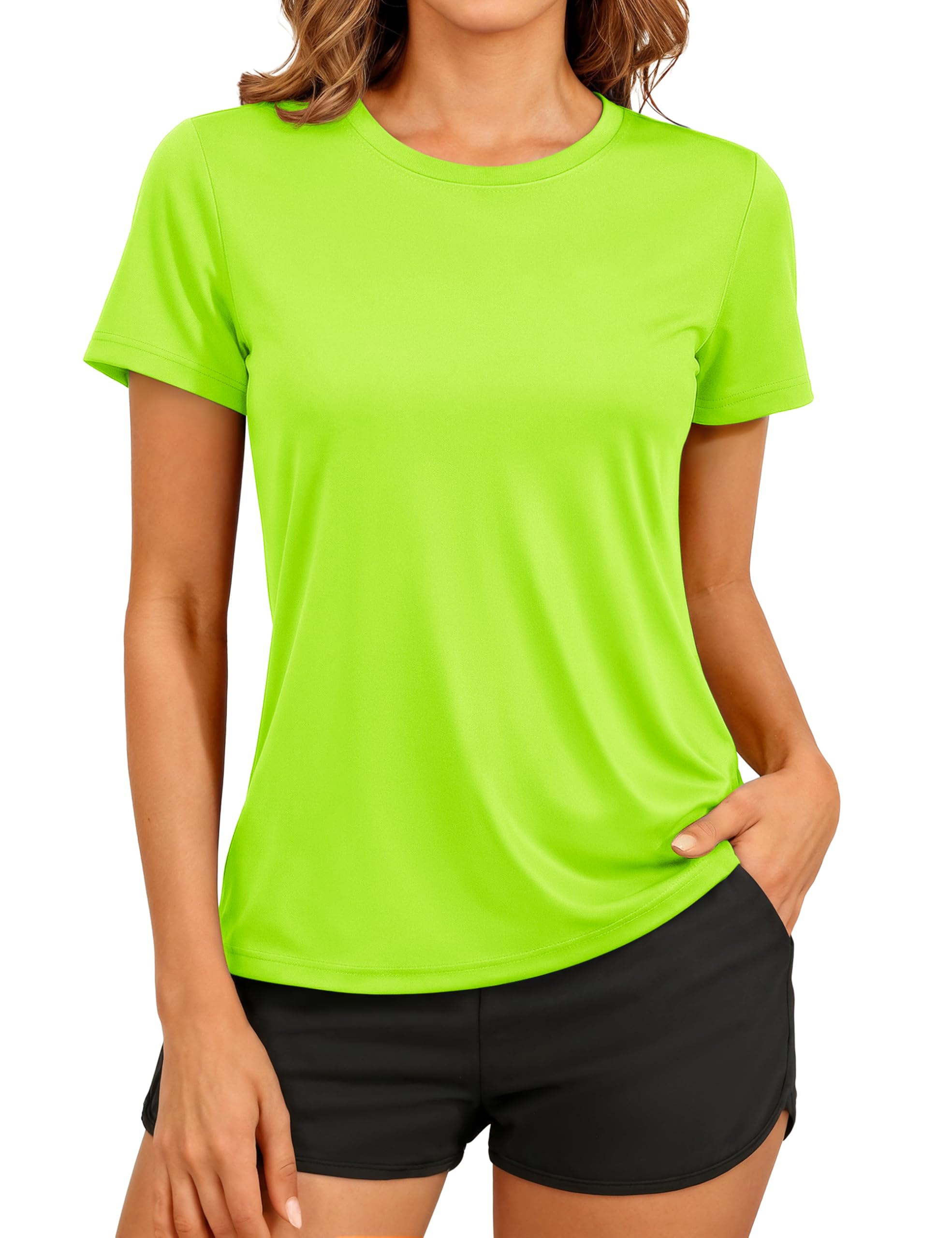 TACVASEN Women's Short Sleeve Workout Shirts UPF 50+ Sun Protection Quick Dry Athletic Tops for Running Gym Tee