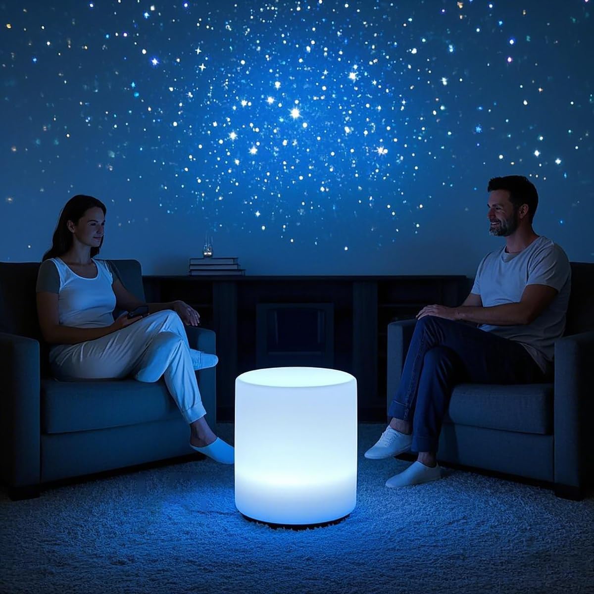 Mr.Go 16-Inch Rechargeable LED Chair Light w/Remote, 16 RGB Colors Changing Glowing Seat, Waterproof LED Cylinder Stool/Side Table for Home Patio, Deck, Pool, Bar & Party Lighting Decor