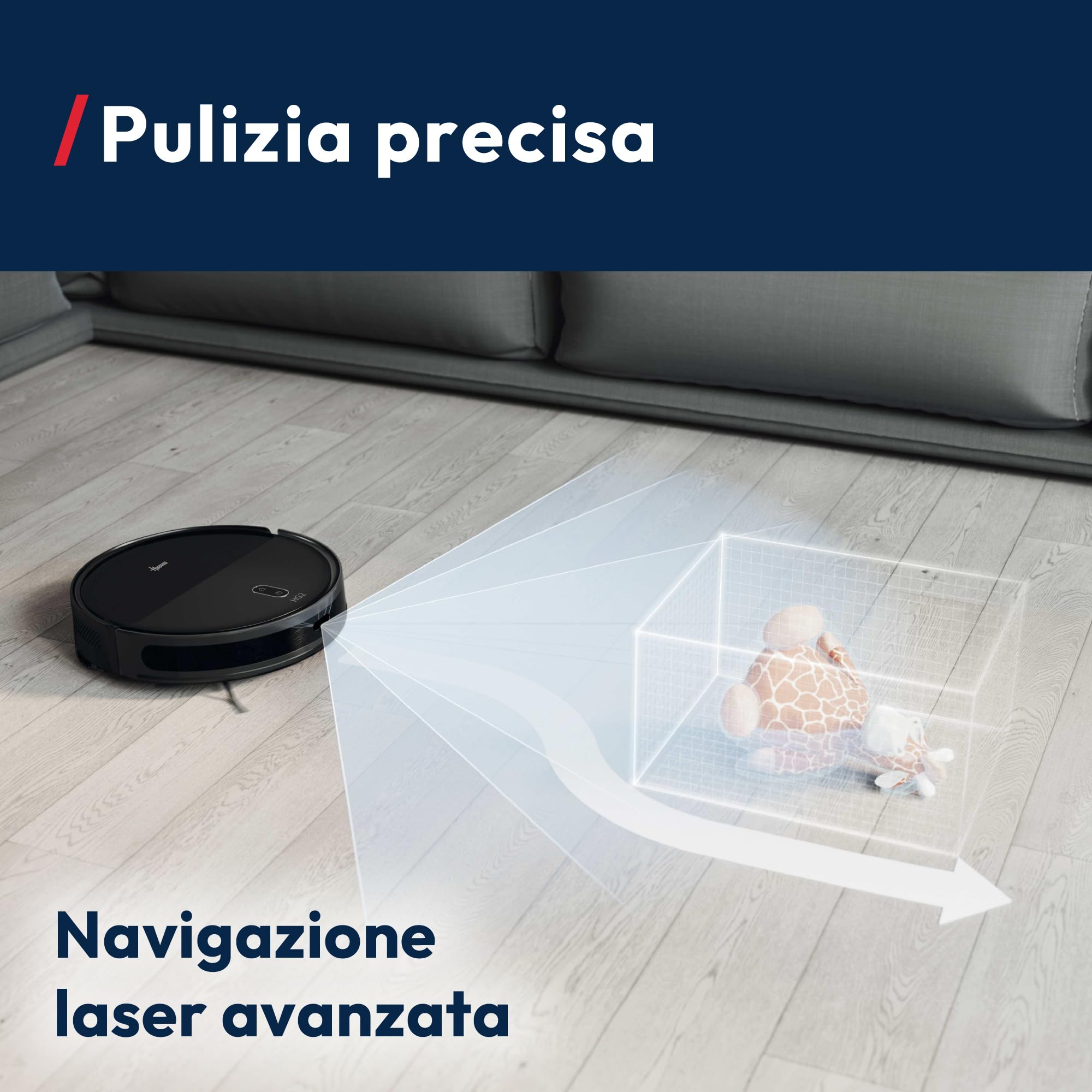 Hoover HG2 Hydro Pro Robot Lavapavimenti con Stazione Svuotamento | Ultra Sottile, Aspirazione 5000Pa, Auto-Svuotamento e Ricarica, Navigazione Laser, 160 Min Autonomia