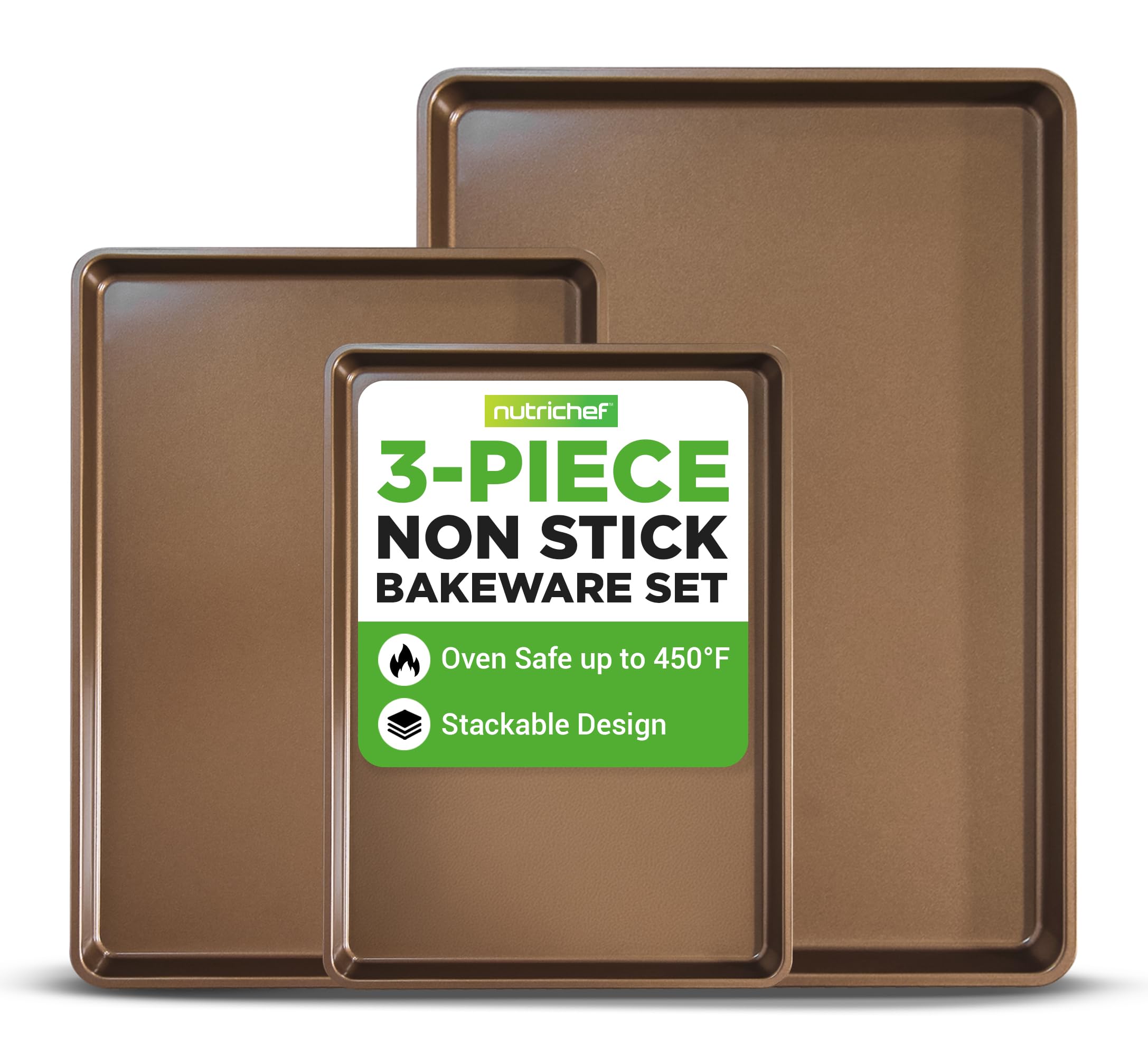 Amazon.com: NutriChef 3-Piece Nonstick Baking Pans Set - Thick