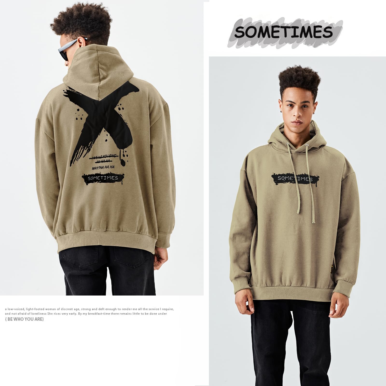 Moshtashio Felpa Uomo con Cappuccio Unisex Hip Hop a Maniche Lunghe Sweatshirt Pullover Uomo Felpe Stampa di Lettere Hoodie Uomo Autunno Inverno