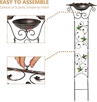 Vista 4 de LEWIS&WAYNE Garden Trellis Bird Bath Outdoor, 40 Inch Antique Iron Garden Plant Trellis Decorative with Hummingbirds and Detachable Drinking Basin