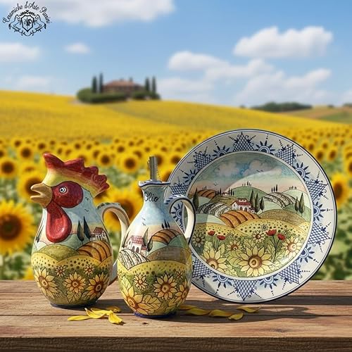 Miniatura 4 de CERAMICHE D'ARTE PARRINI - Azulejo de cerámica italiano Pantiles Cerámica Pintado a mano Decorado Duomo Paisaje Girasol Hecho en ITALIA Toscana