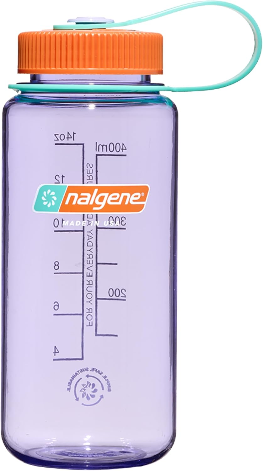 Nalgene Sustain Tritan BPA-Free Water Bottle Made with Material Derived From 50% Plastic Waste (using ISCC certified mass balance), 16 OZ, Wide Mouth, Amethyst