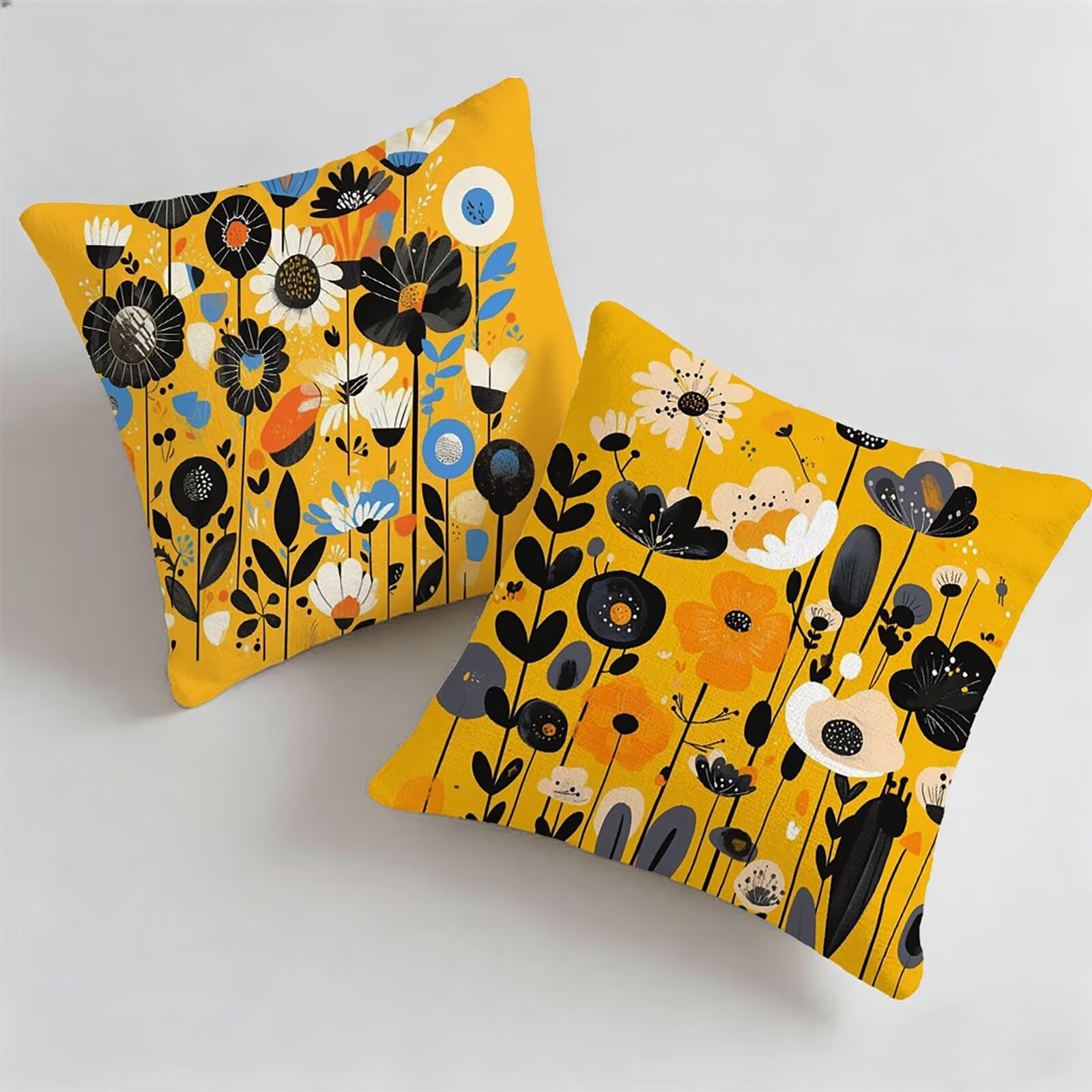 Housse coussin exterieur impermeable 80x80cm jaune lot de 2