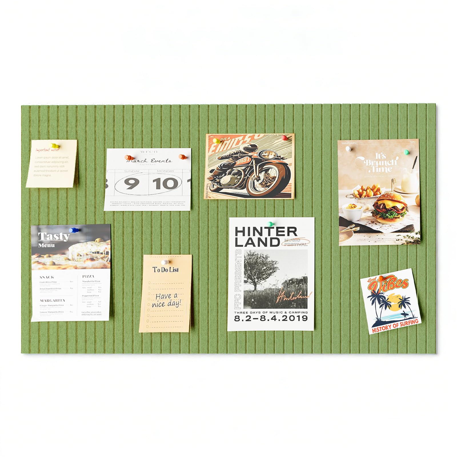 60 x 40 cm Newsletter, bacheca decorativa in feltro, 0,9 cm spessa tavola dello schermo pieghevole con nastro autoadesivo per la scuola Muroes dell'ufficio a casa - verde mela