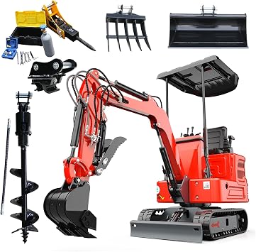 3100lb Mini Excavator with KubotaEngine Diesel Power, Water-Cooled, Hydraulic Thumb Supports Multiple Attachments for Farm, Orchard & Trenching Projects RED2