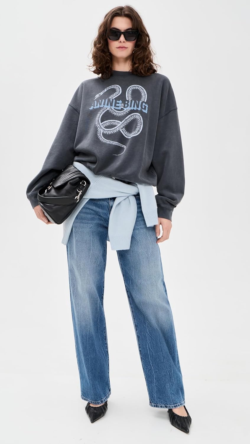 ANINE BING Women's Harvey Crew Snake Sweatshirt - Image 5